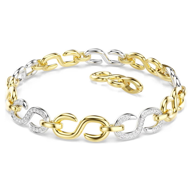 Dextera bracelet Round cut, White, Mixed metal finish